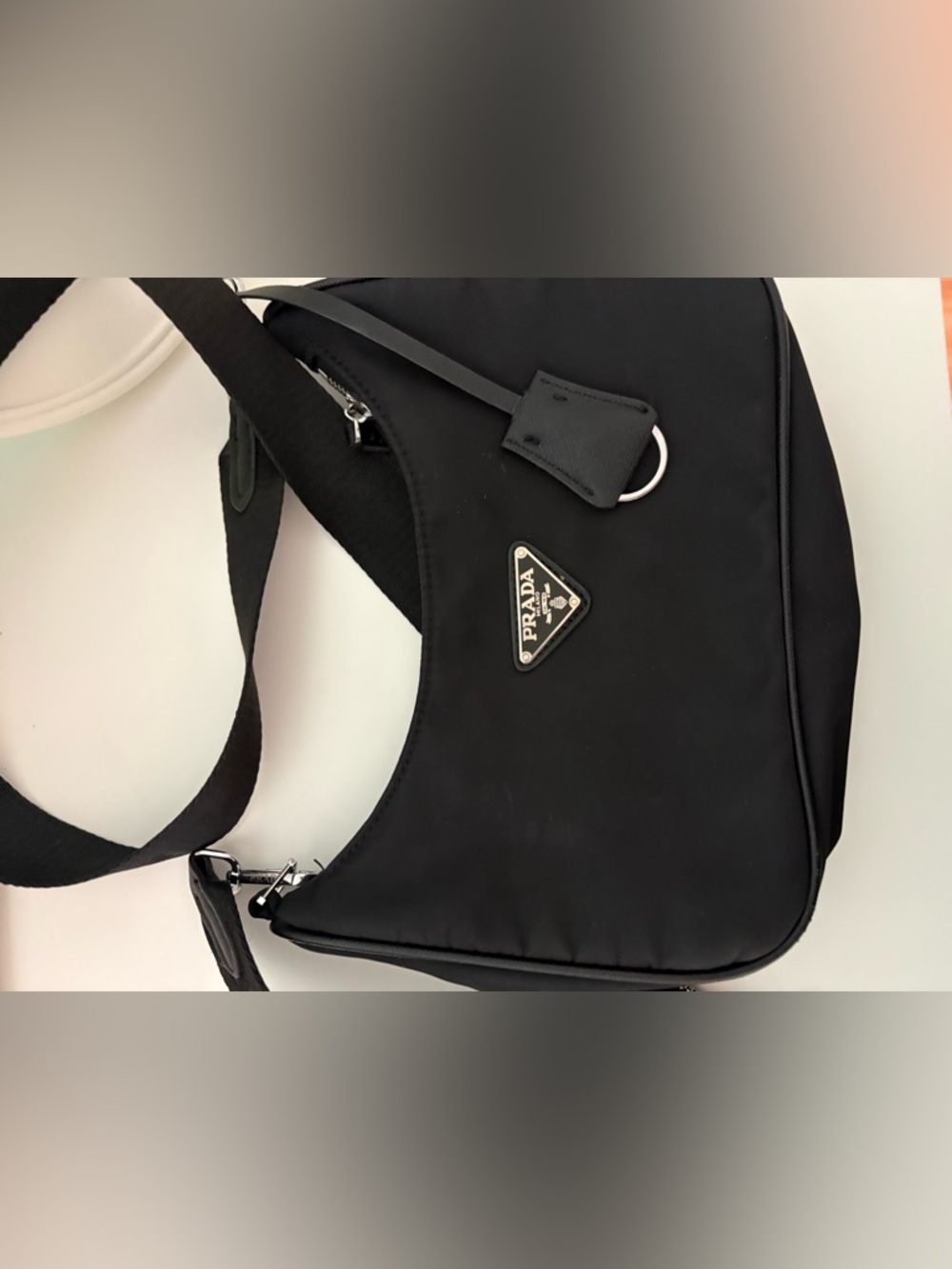 Prada Black Nylon Strap Shoulder Bag with Silver Hardware - Picture 2 of 9